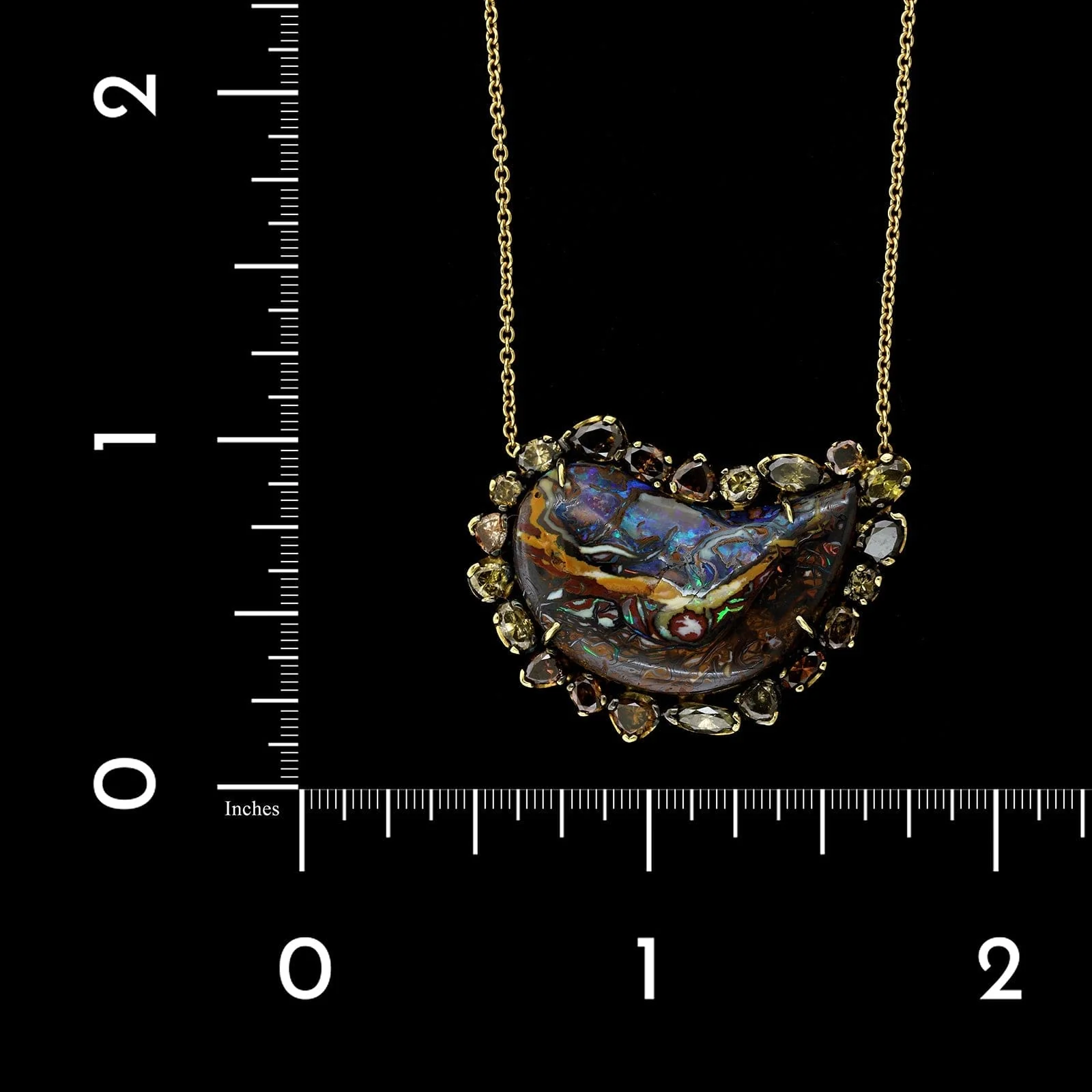 Kimberly McDonald 18K Yellow Gold Estate Opal and Diamond Necklace - Image 4