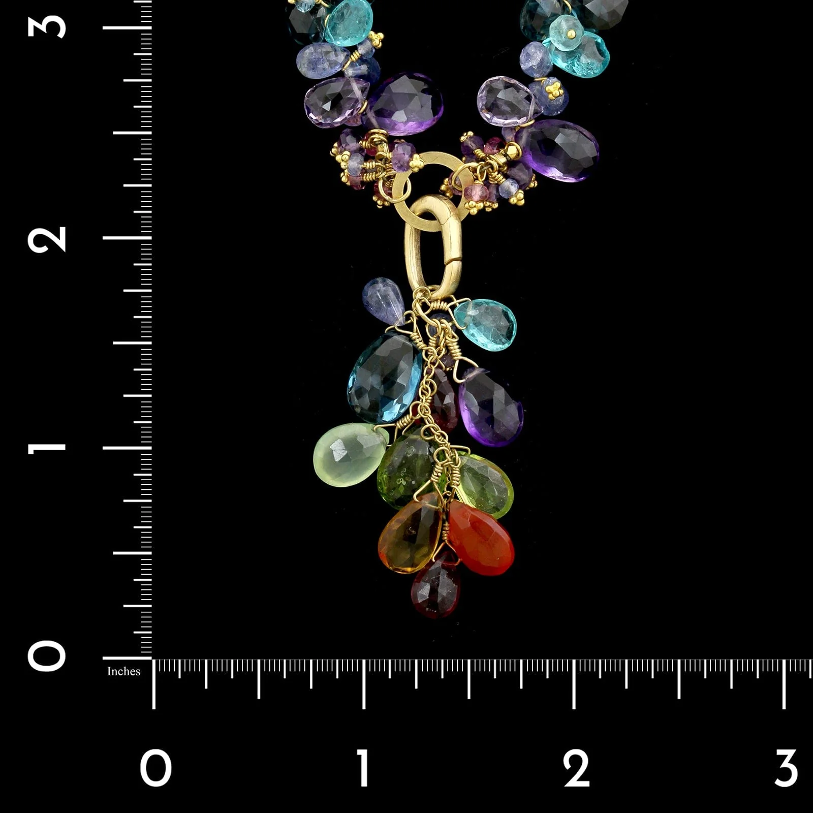 Laura Gibson 18K Yellow Gold Estate Gemstone Convertible Necklace - Image 3