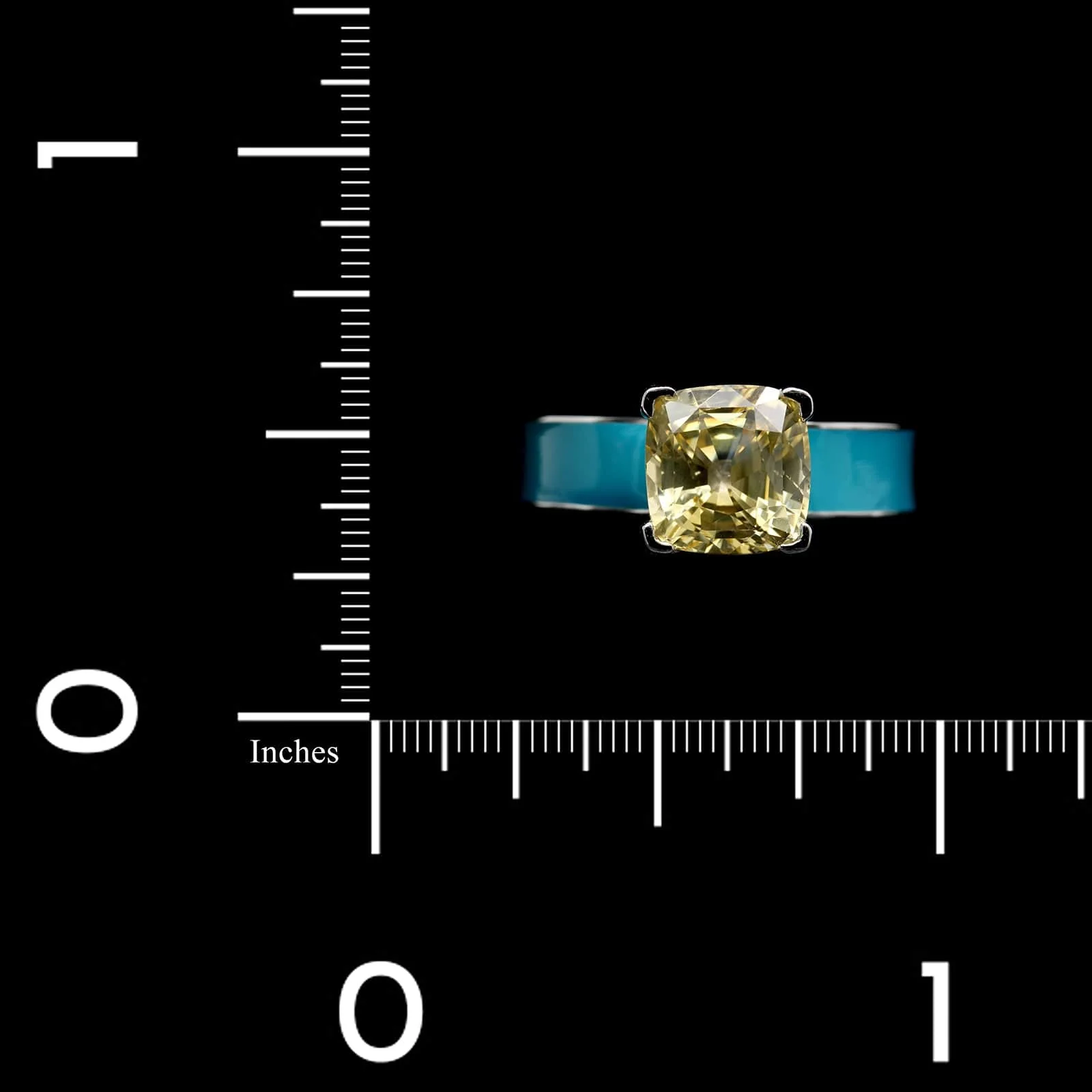 Platinum Estate Yellow Sapphire and Enamel Ring - Image 3