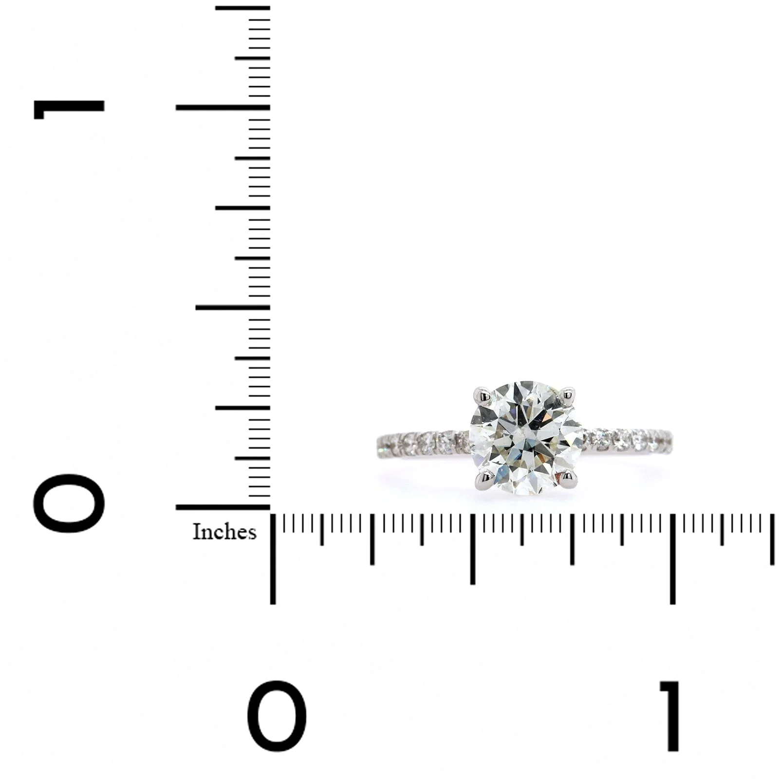 18K White Gold Round Diamond with Hidden Halo Engagement Ring - Image 4