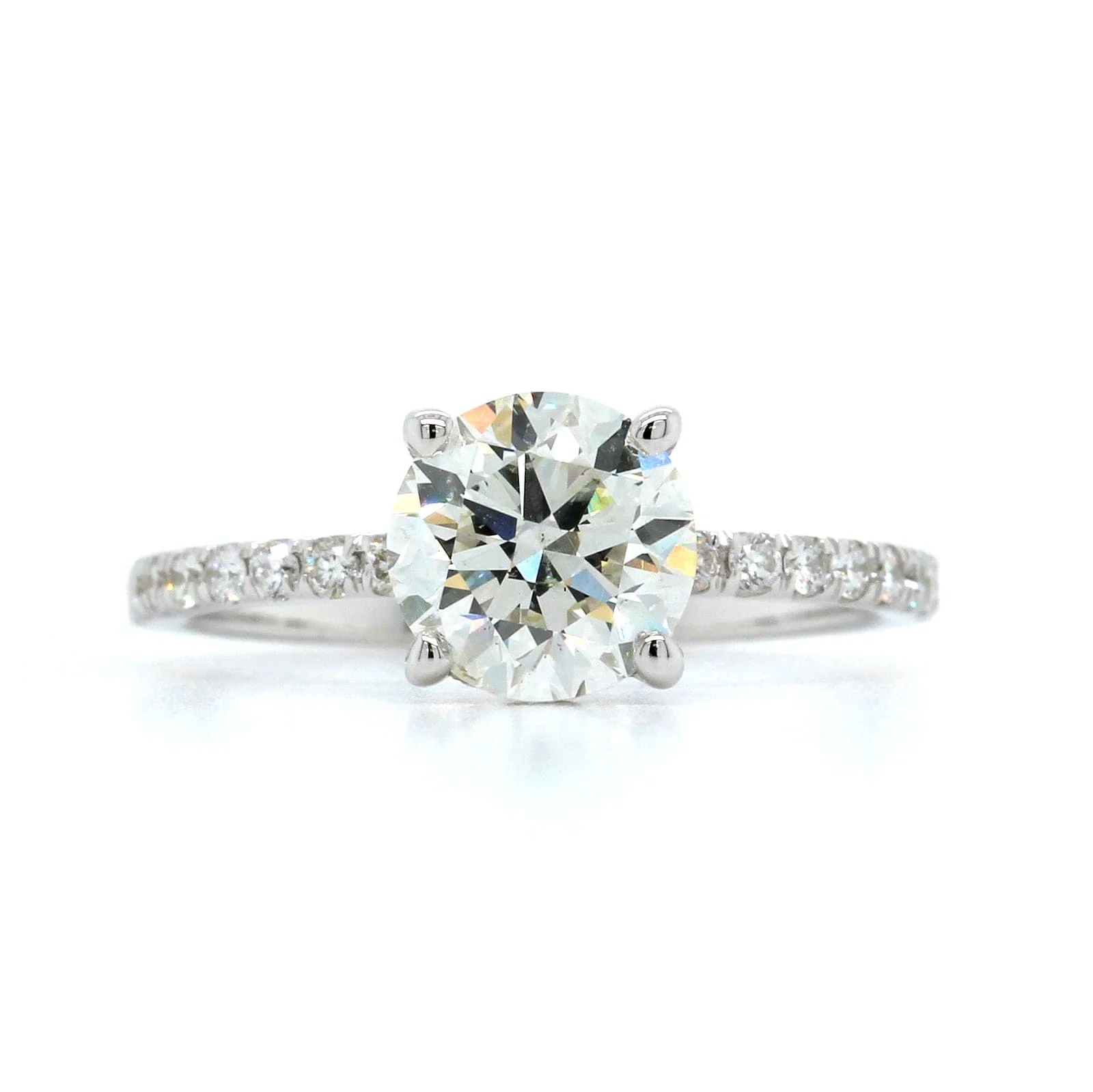 18K White Gold Round Diamond with Hidden Halo Engagement Ring - Image 5
