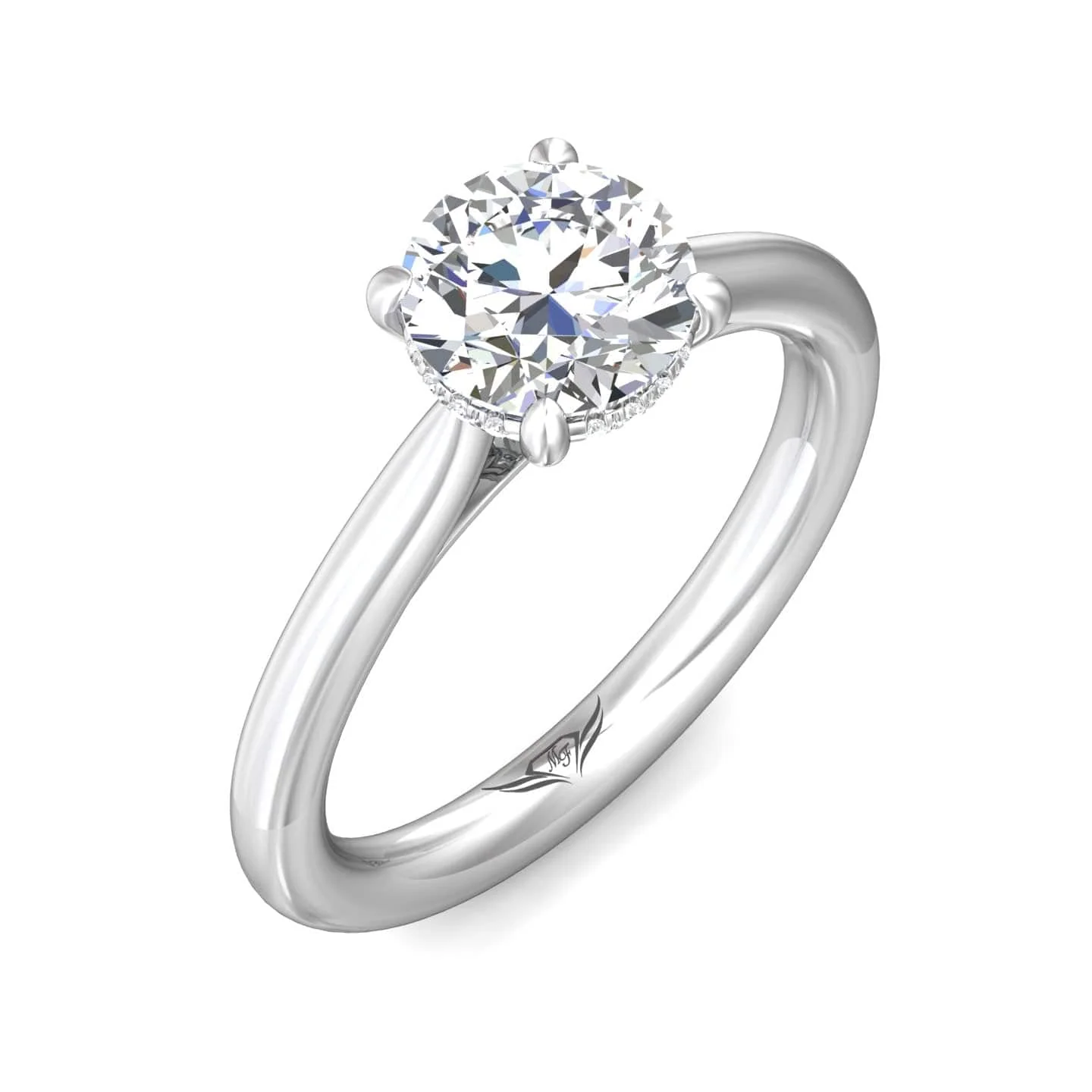 Platinum 4 Prong Cathedral Diamond Engagement Setting - Image 5