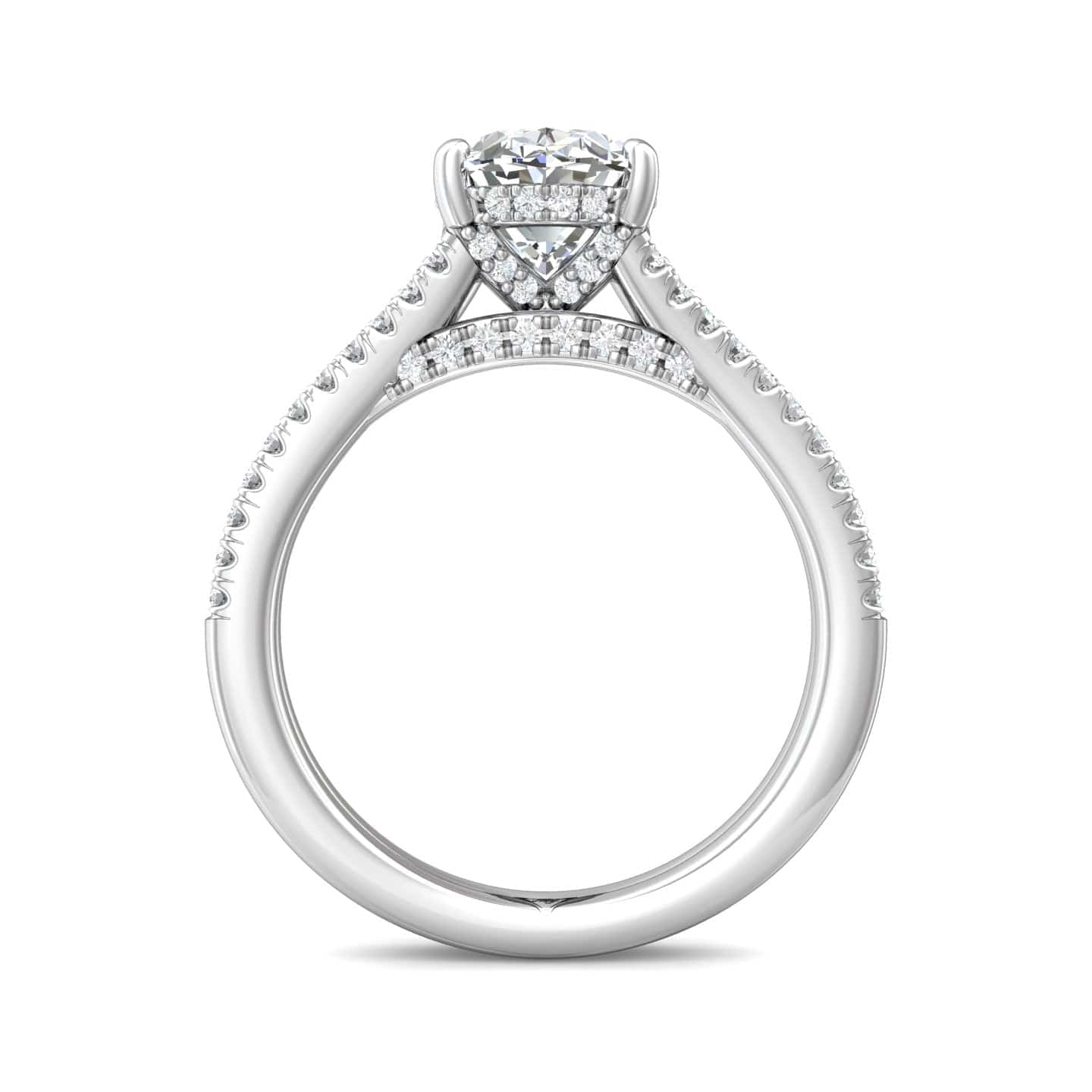 Platinum Split Shank Diamond Engagement Setting with Hidden Halo - Image 3