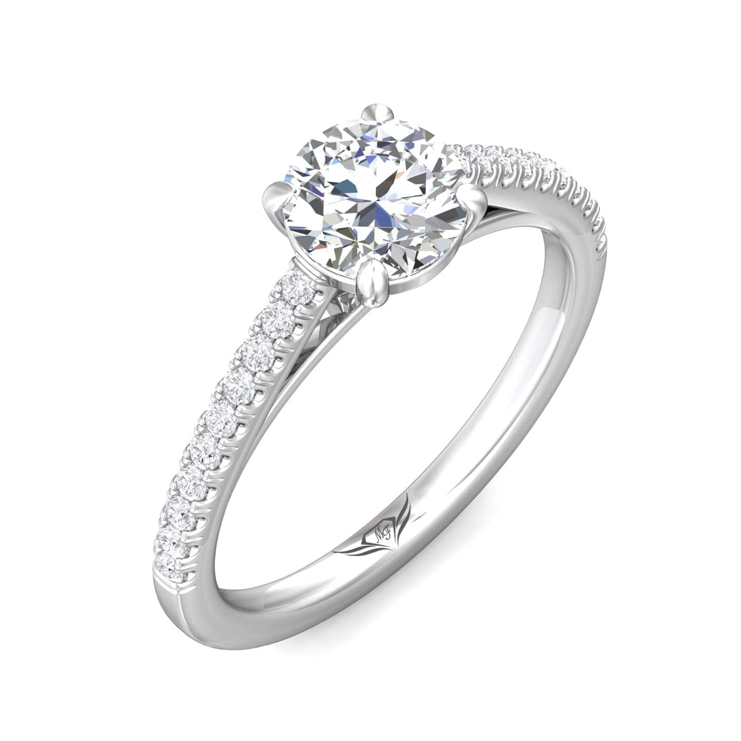 Platinum 4 Prong Cathedral Diamond Engagement Setting - Image 5