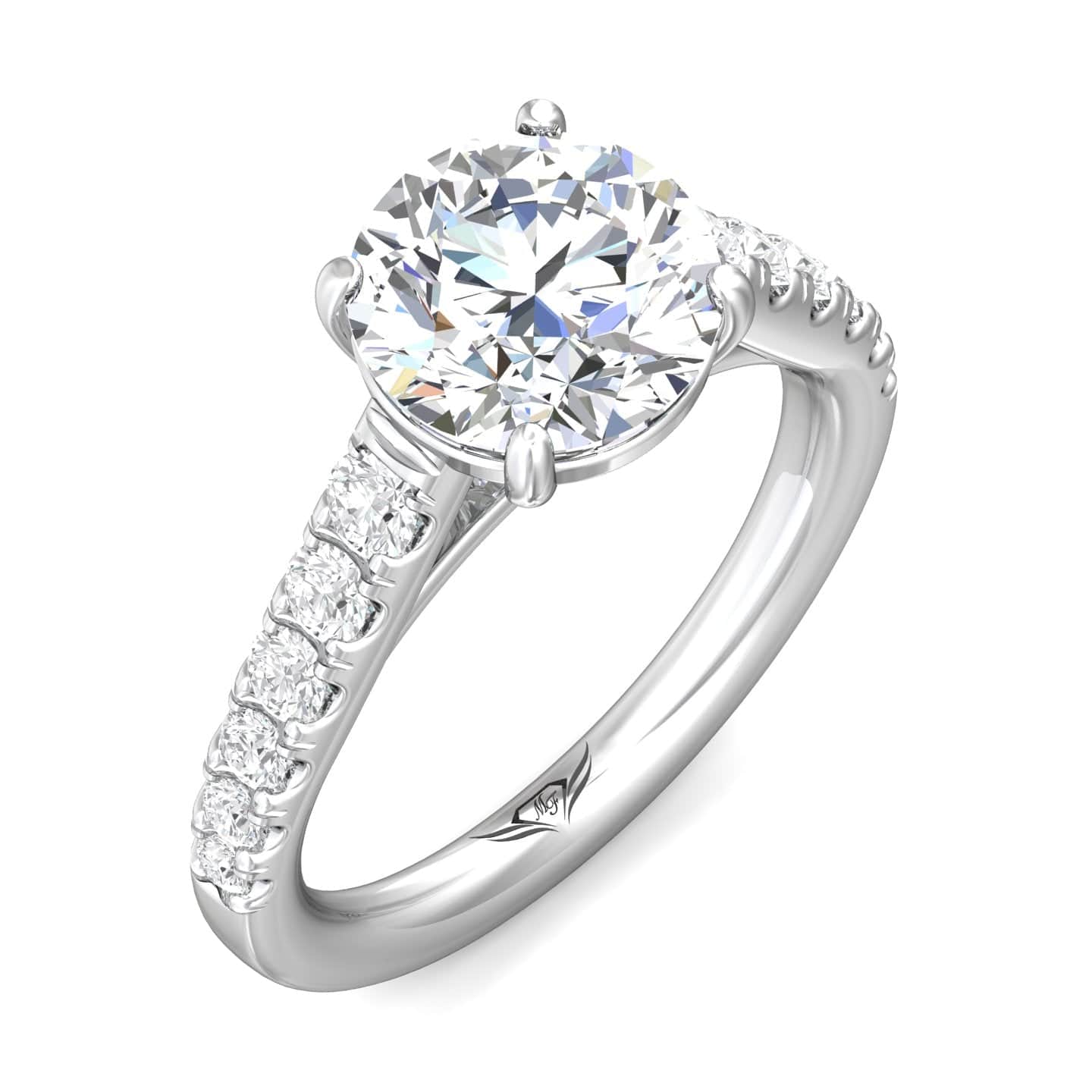 Platinum 4 Prong Cathedral Diamond Engagement Setting - Image 5