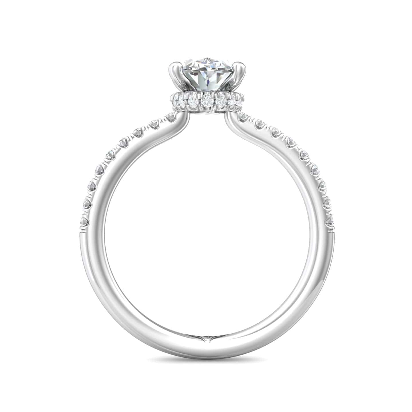 Platinum 4 Prong Mounting Diamond Engagement Setting with Hidden Halo - Image 3