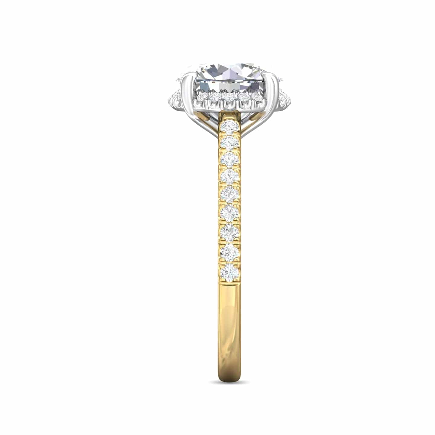 18K Yellow Gold Cathedral Mounting with 4 Prong 18K White Gold Head - Image 4