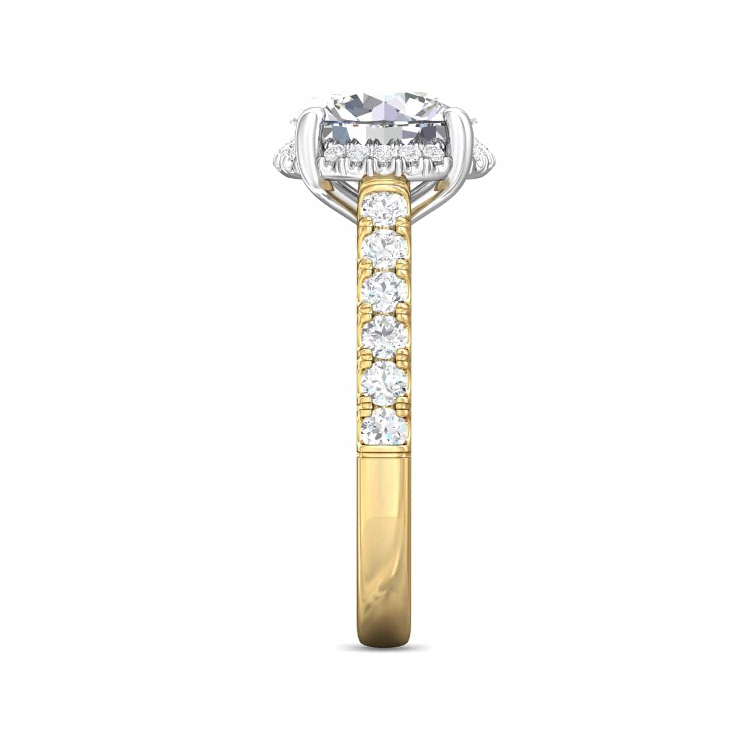 18K Yellow Gold Cathedral Mounting with Platinum Head - Image 4