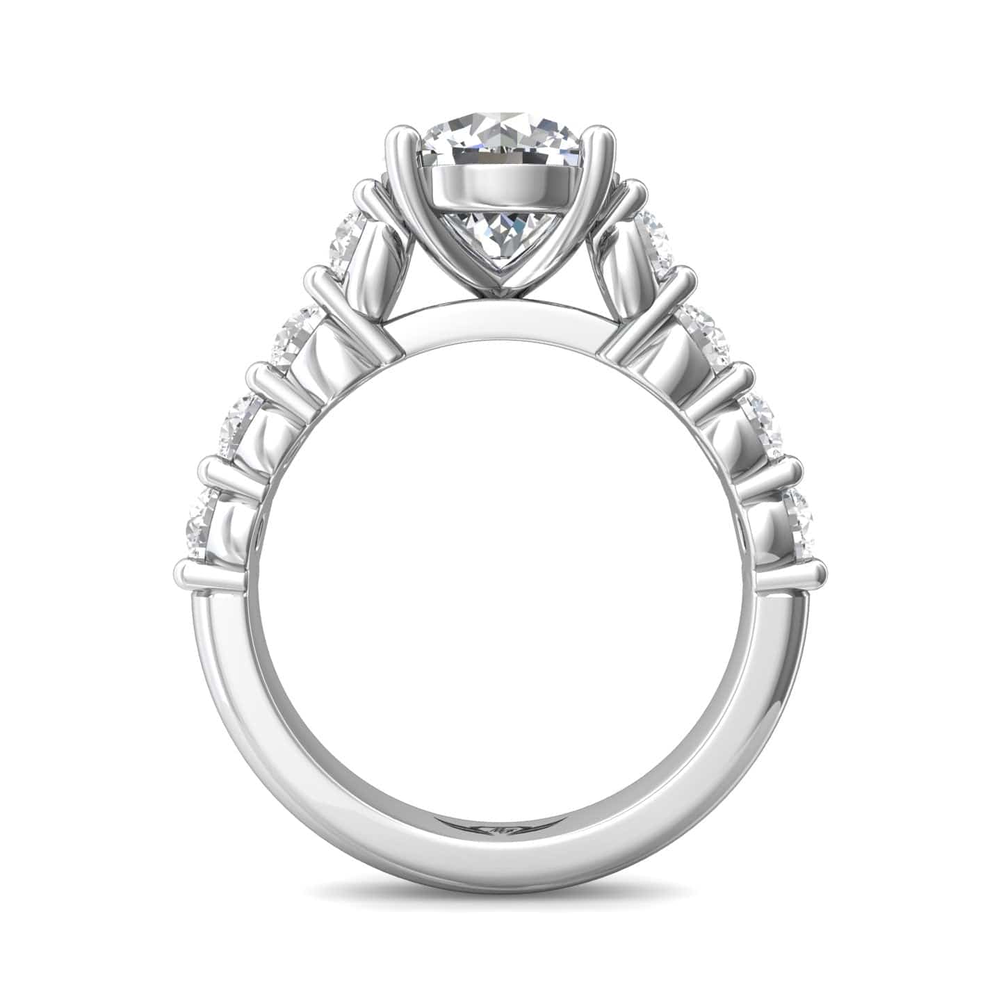 Platinum Cathedral Shared Prong Mounting with Side Diamonds - Image 3
