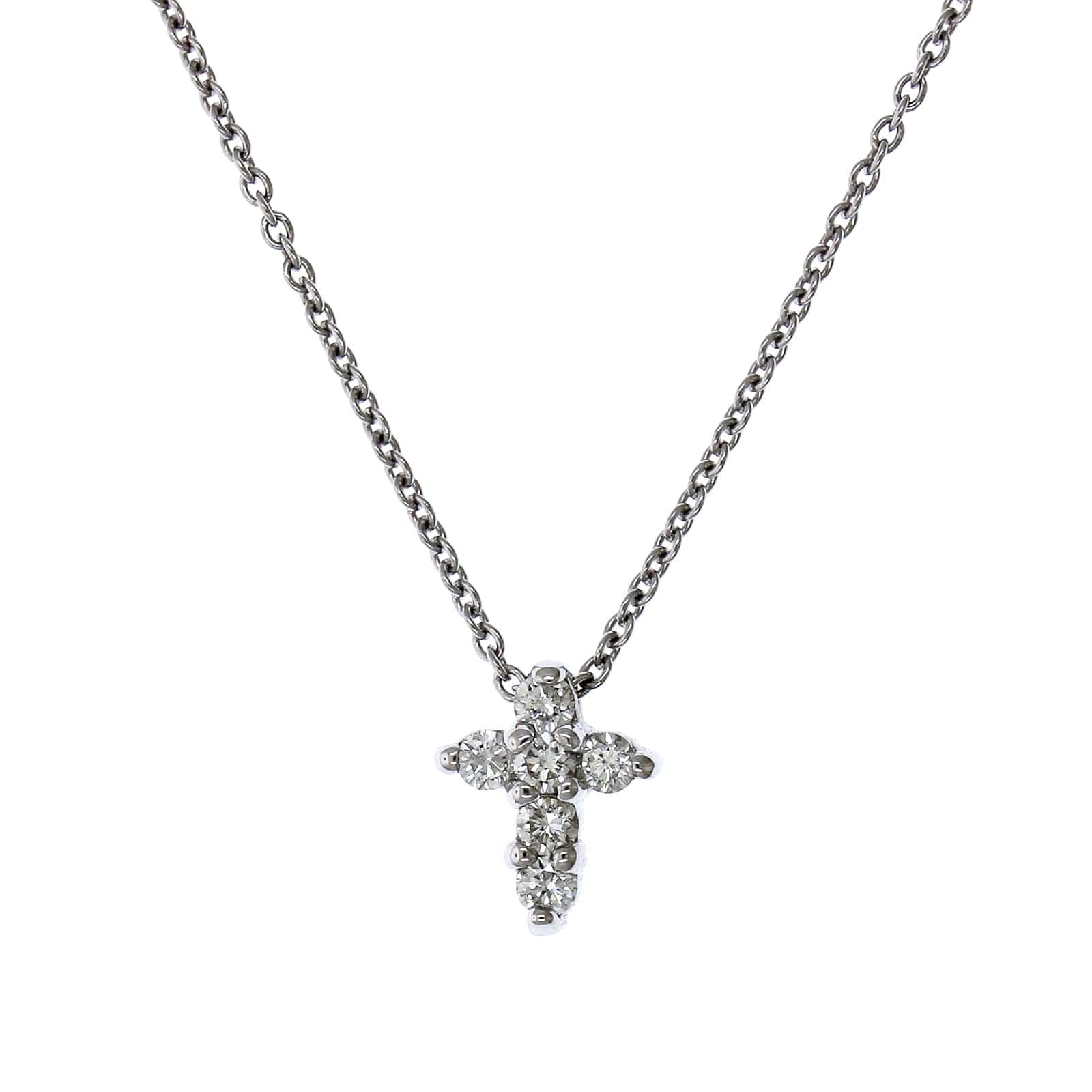 Roberto Coin 18K White Gold Diamond Cross Necklace - Image 5