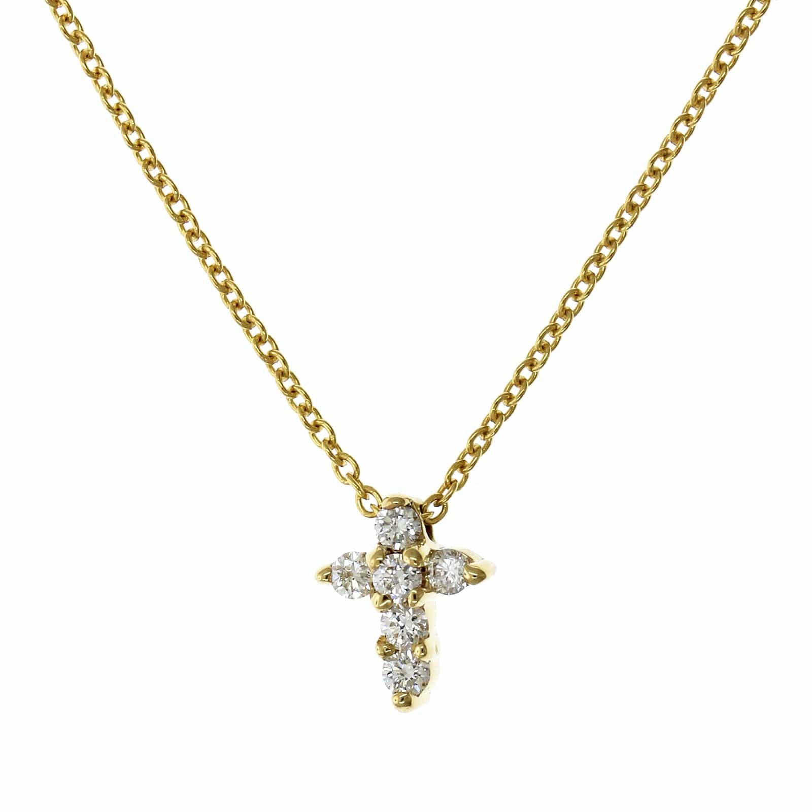 Roberto Coin 18K Yellow Gold Diamond Cross Necklace - Image 5